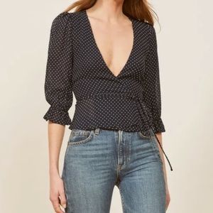 Reformation Emma Wrap Blouse, Size S